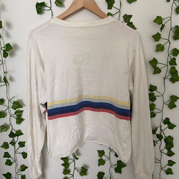white cropped long sleeve with rainbow stripe - Picture 3 of 3